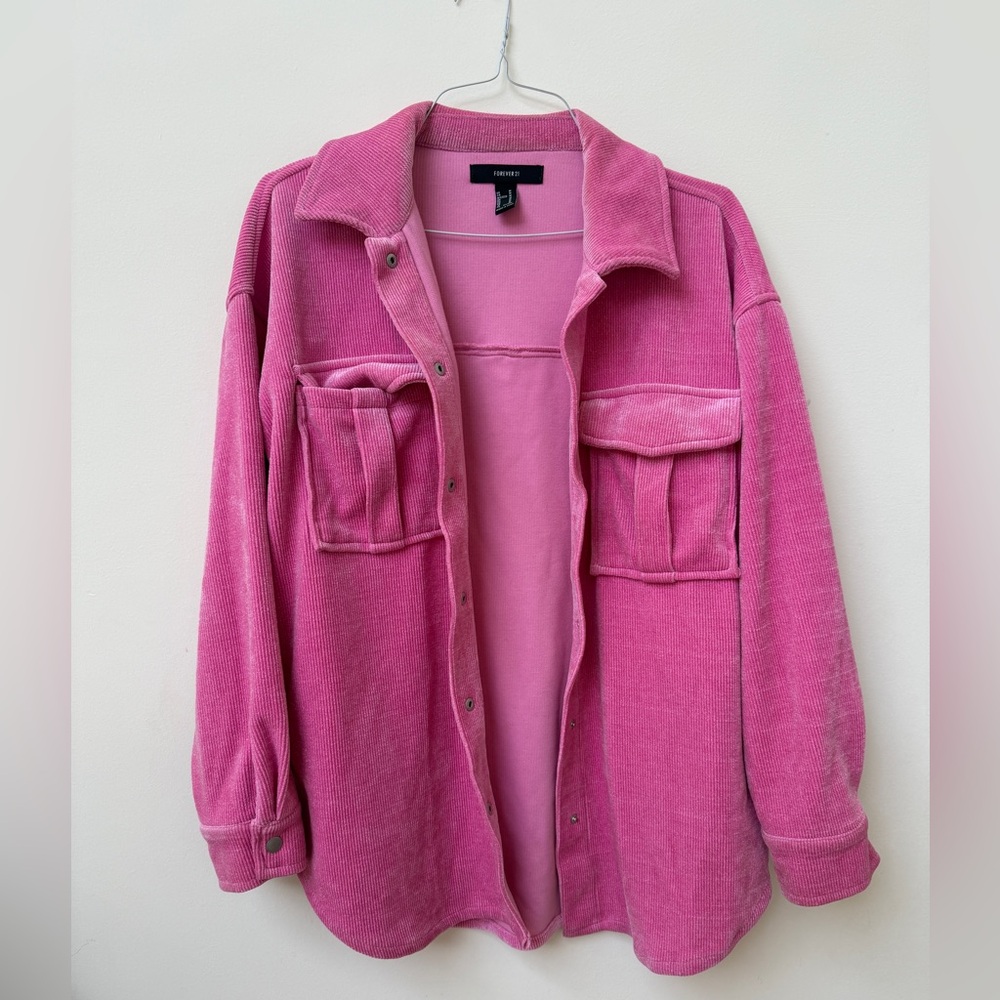 Forever 21 Pink Utility Jacket with Oversized Fit